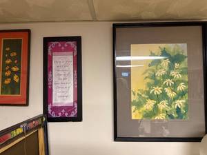 lot 702 image: Set of 3 Framed Wall Art Pieces including Floral Prints and Inspirational Quote