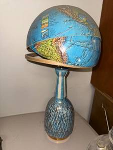 lot 713 image: Vintage Table Lamp with Half Globe Shade and Ceramic Base