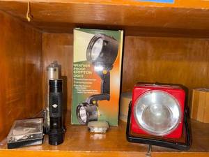 lot 718 image: Assorted Portable Flashlights and Weatherproof Krypton Spotlight