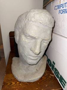 lot 762 image: Handcrafted Plaster Male Bust Sculpture, 14 Inches Tall