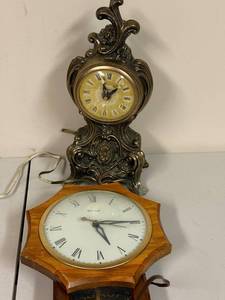 lot 777 image: Pair of Vintage Electric Clocks - Ornate Metal and United Wall Clock
