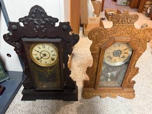 lot 815 image: Pair of Antique Ornate Mantel Clocks Including Seth Thomas