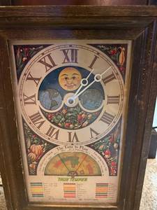 lot 825 image: Vintage True Temper Wooden Framed Planting Guide Wall Clock