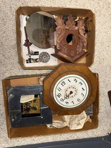lot 829 image: Lot of Vintage Cuckoo Clock and Wall Clock Parts and Cases