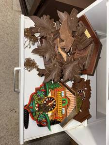 lot 856 image: Lot of 2 Vintage Cuckoo Clocks for Parts or Repair