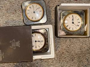 lot 896 image: Set of 3 DS Quartz Table Clocks with Boxes