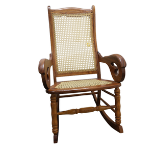 lot 14 image: Unique Handcrafted Cane & Wood Rocking Chair