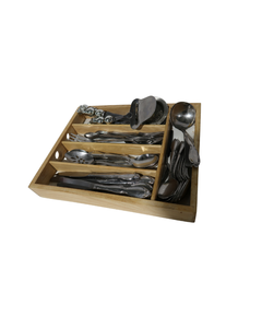 lot 88 image: Lot of Assorted Silverware in a Wooden Cutlery Tray