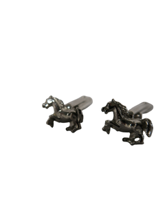 lot 81 image: Pair of Silver-Colored Horse Cufflinks