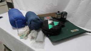 lot 5 image: Massive Camping Gear Lot Sleeping Bags, Cookware, Hammock & More