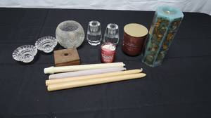 lot 133 image: Assorted Lot of Candles and Candle Holders