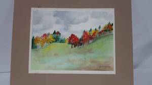 lot 63 image: Original Watercolor Painting of Autumn Landscape by D. Leathers