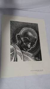 lot 54 image: Mohandas Gandhi Great Soul Print by Fritz Eichenberg (1942)