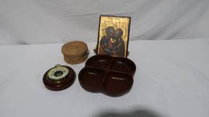 lot 48 image: Lot of Assorted Decor, Including Barometer & Religious Icon
