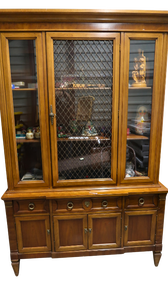 lot 24 image: Large Wooden Hutch with Glass Display Doors