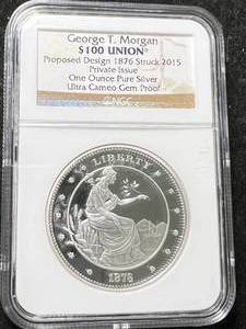 1 TROY OZ .999 FINE SILVER GEORGE T. MORGAN ROUND NGC ULTRA CAMEO GEM PROOF