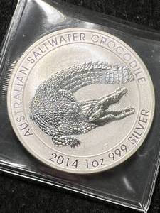 lot 07 image: 2014 AUSTRALIAN SALTWATER CROCODILE 1 TROY OZ .999 FINE SILVER