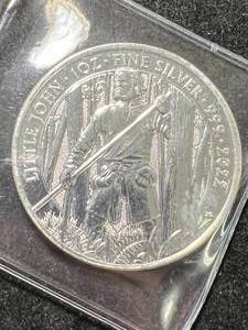 lot 28 image: 1 TROY OZ .999 FINE SILVER 2022 LITTLE JOHN ROUND