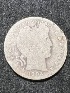 lot 45 image: 1902 US BARBER HALF DOLLAR
