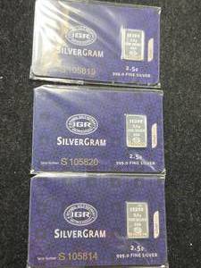 lot 55 image: 7.5 GRAMS .999 FINE SILVER IGR BARS
