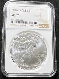 lot 71 image: 2016 AMERICAN SILVER EAGLE NGC MS70