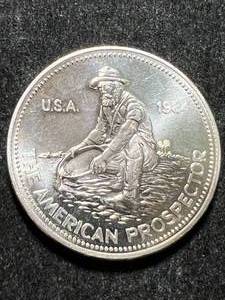 lot 73 image: 1 TROY OZ .999 FINE SILVER 1984 ENGELHARD AMERICAN PROSPECTOR ROUND
