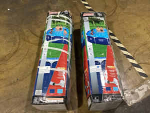 lot 402 image: LOT OF 2 Coleman Steel Pro 12 ft. x 33 in. Round Metal Frame Above Ground Pool Set
