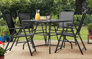 lot 153 image: Mainstays Albany Lane 5-Piece Steel Outdoor Patio Dining Set, Black