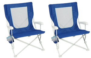 lot 413 image: Mainstays Folding Hard Arm 2-Pack Beach Bag Chair with Carry Bag, Blue