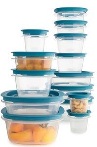 lot 417 image: Rubbermaid Flex and Seal 28 Pieces with Leak Proof Lids Food Storage Containers