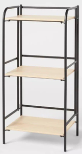 lot 430 image: Brightroom Modern Steel 3 Shelves Foldable Storage Black Natural Shelving Metal