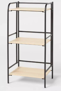 lot 431 image: Brightroom Modern Steel 3 Shelves Foldable Storage Black Natural Shelving Metal