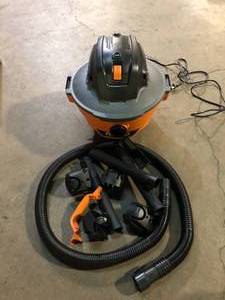 lot 19 image: RIDGID 6 Gal. 3.5 Peak HP NXT Shop Vacuum Wet Dry Vac with General Debris Filter, Locking Hose and Attachments HD06001  Customer Returns See Pictures