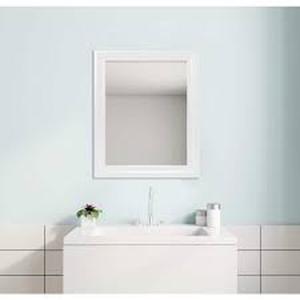 lot 23 image: Glacier Bay 23.5 in. W x 28.5 in. H Rectangular PS Framed Wall Bathroom Vanity Mirror in White (Screws Not Included) Customer Returns See Pictures