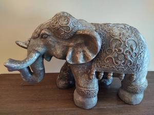 lot 3 image: Boho Style Elephant Statue