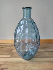 lot 7 image: Large Dimpled Glass Blue Floor Vase