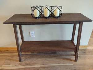 lot 23 image: Wood Sofa Table wCandle Accessory