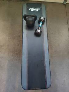 lot 113 image: Fitness Gear Weight Bench & Misc Weights