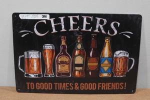 lot 199 image: Novelty Metal Sign - Cheers