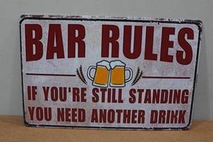 lot 200 image: Novelty Metal Sign - Bar Rules