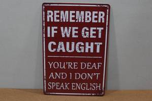 lot 204 image: Novelty Metal Sign - Remember If We Get Caught