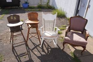 lot 287 image: Antique Wood Chair, Rocking Chair, High Chairs
