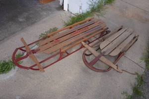 lot 288 image: 2 Vintage Wood Sleds