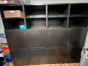 lot 1 image: IKEA BESTA Modular Storage Cabinet with Adjustable Shelves and Doors