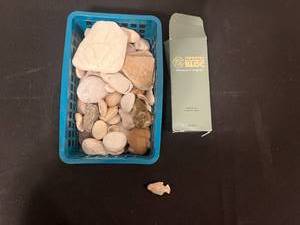 lot 34 image: Collection of River Stones, Arrowhead, and Magna Bloc Therapeutic Magnets