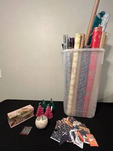 lot 40 image: Holiday Gift Wrap and Decoration Lot with Ornaments and Gift Cards