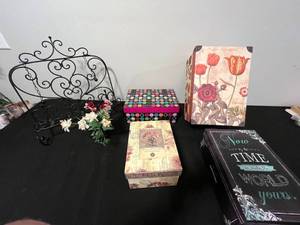 lot 42 image: Set of Decorative Storage Boxes with Floral and Patterned Designs