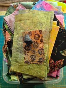 lot 57 image: Collection of Batik Quilting Cotton Fabric Pieces Assorted Prints and Colors