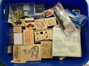 lot 58 image: Lot of Rubber Stamps and Stenciling Tools with Storage Case