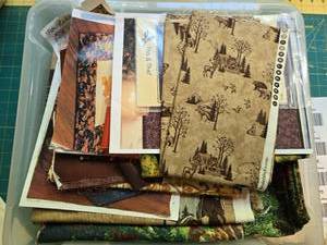 lot 66 image: Rustic Retreat Themed Quilt Fabric Panel and Cotton Fabric Lot